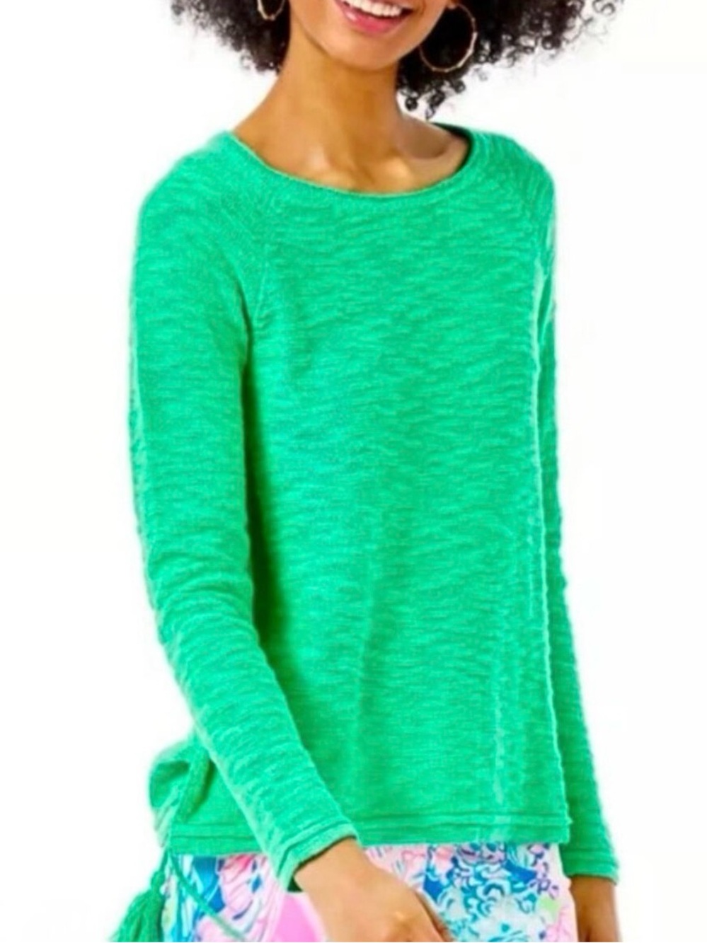 Lilly Pulitzer Emerald Green Lightweight Scoopneck Sweater